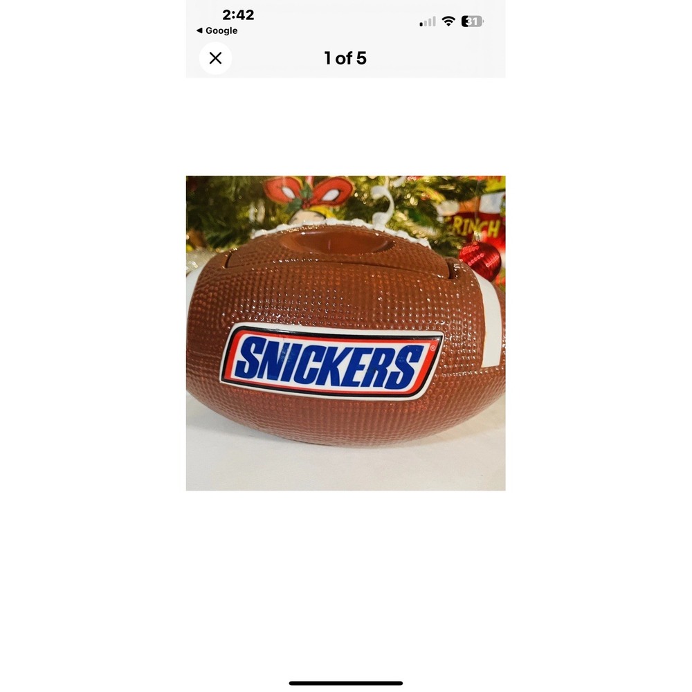 Snickers Candy‎ Canister 10.5" X 7.5" Shaped Like A Football